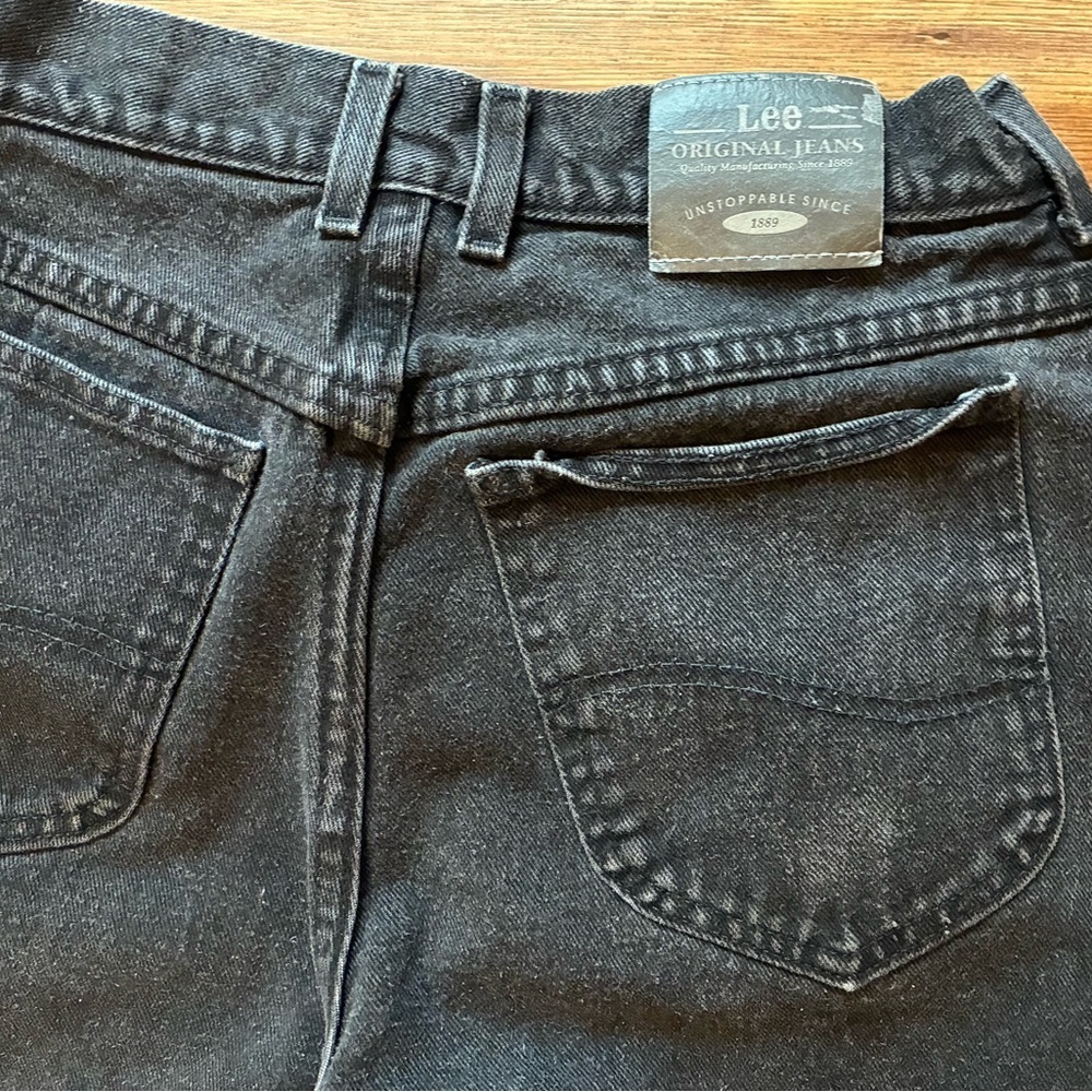 Vintage Lee High Rise Black Mom Jeans Tapered Leg 90s Grunge Size 12 M - Picture 11 of 15